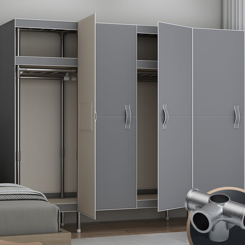 Contemporary Style Wardrobe Armoire Steel Frame Wardrobe Cabinet for Bedroom
