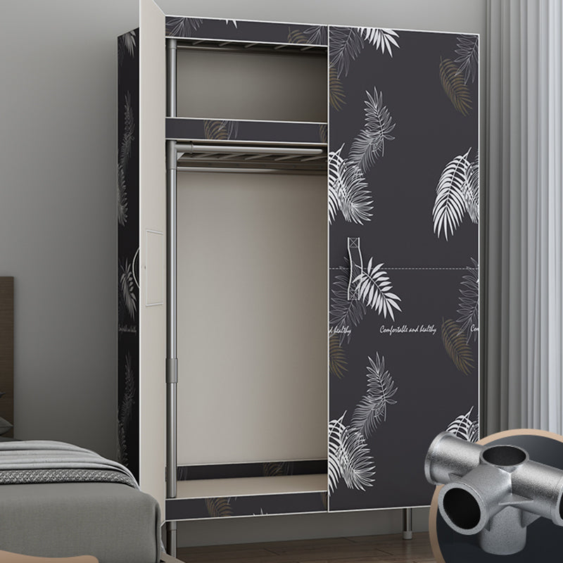 Contemporary Style Wardrobe Armoire Steel Frame Wardrobe Cabinet for Bedroom