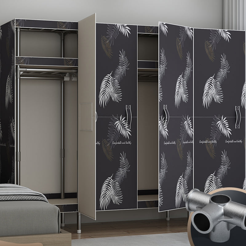 Contemporary Style Wardrobe Armoire Steel Frame Wardrobe Cabinet for Bedroom