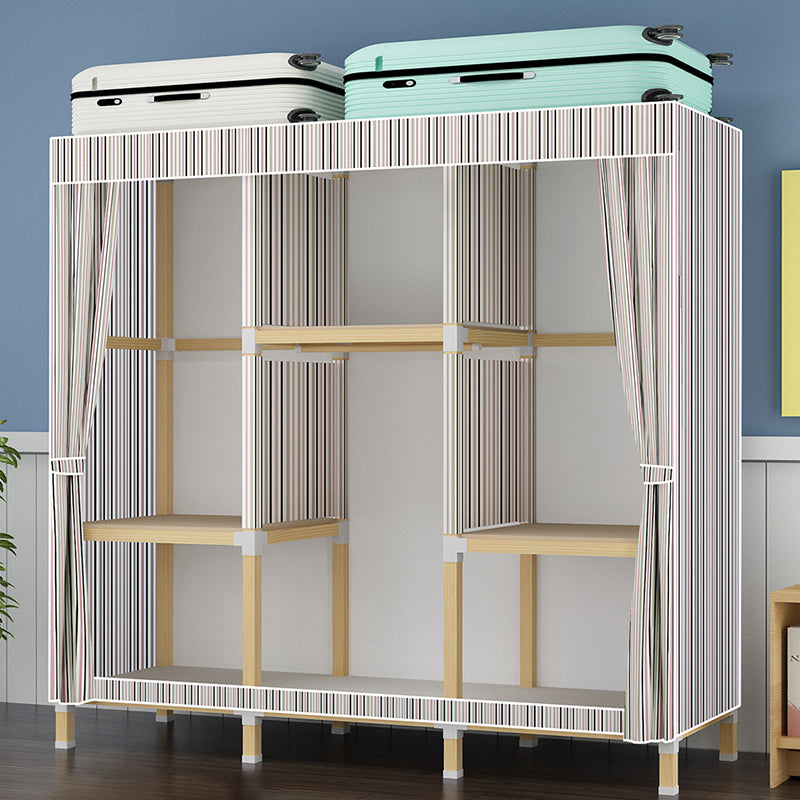 Contemporary Style Wardrobe Armoire Meringue Wood Frame Wardrobe Cabinet for Home