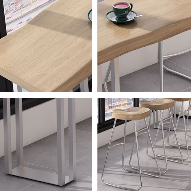 Modern Rectangle Solid Wood Bar Table Set 1/3/5 Pieces Counter Table with Backless Stools