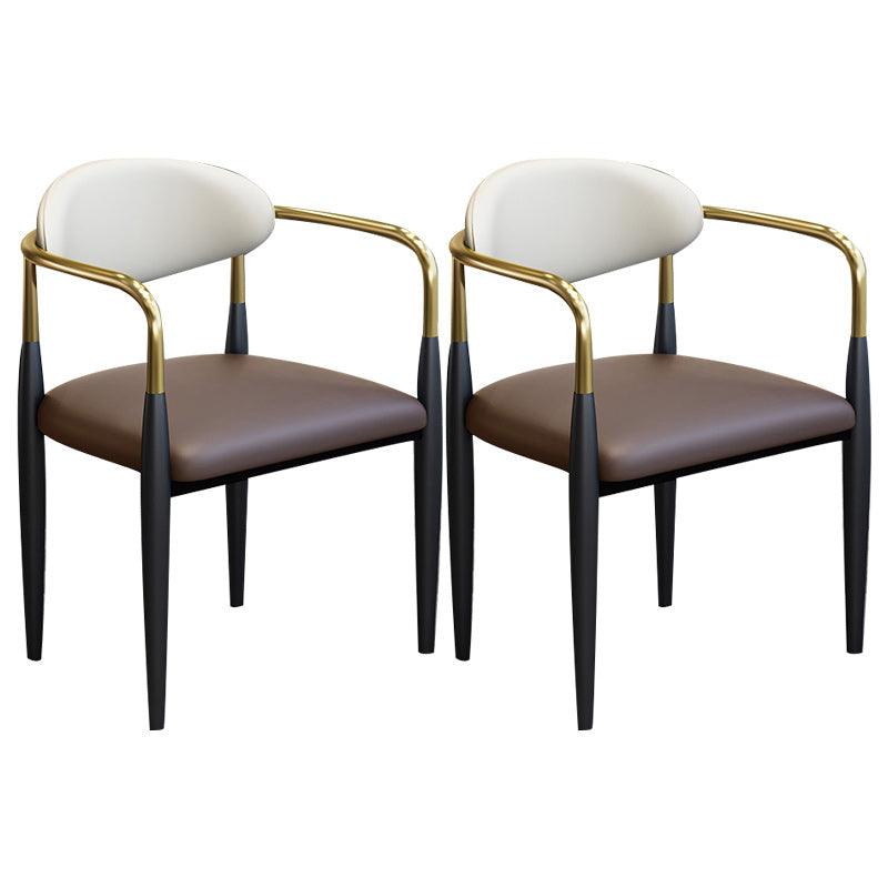 Modern Upholstered Dining Arm Chair Open Back Dining Side Chair