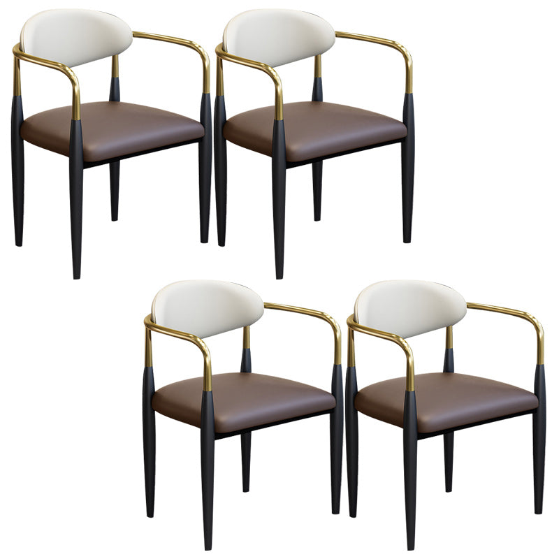 Modern Upholstered Dining Arm Chair Open Back Dining Side Chair