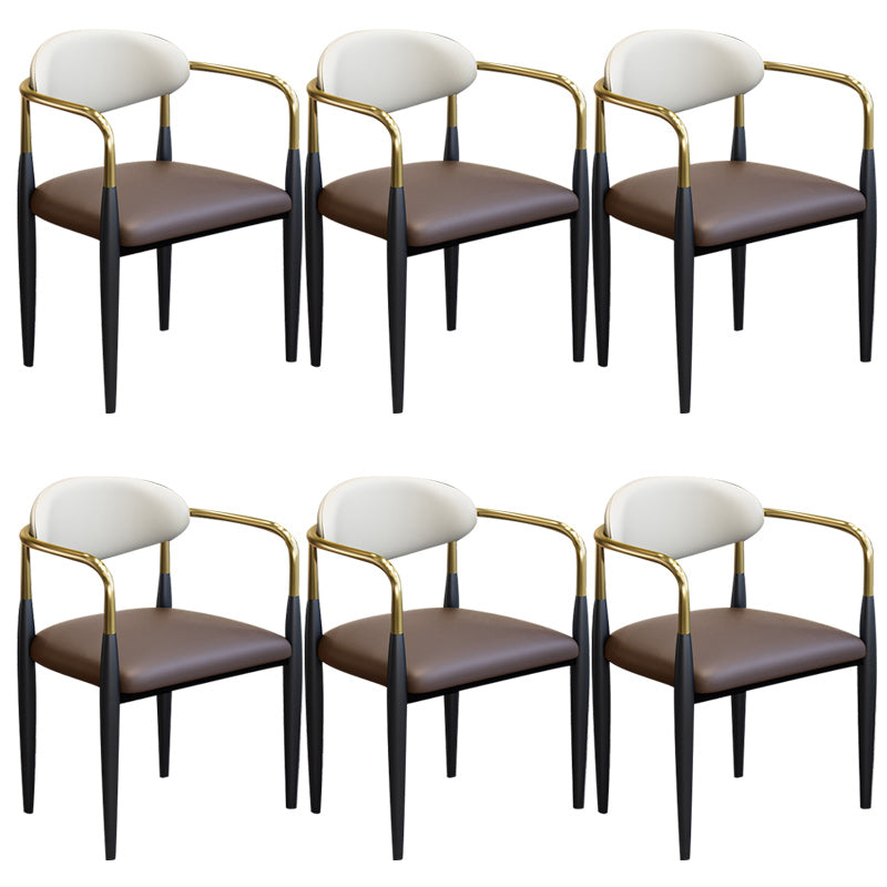 Modern Upholstered Dining Arm Chair Open Back Dining Side Chair