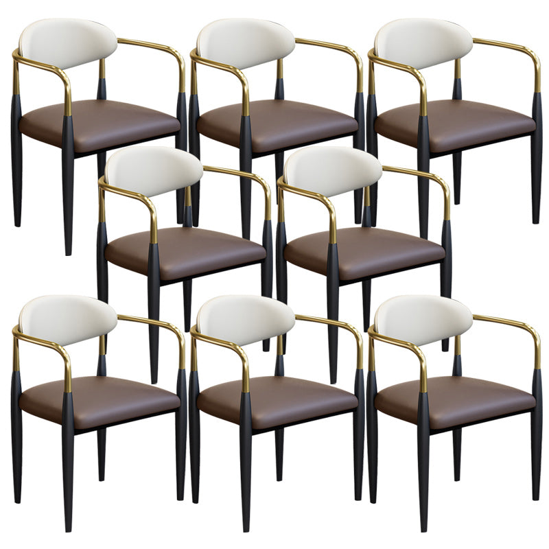 Modern Upholstered Dining Arm Chair Open Back Dining Side Chair