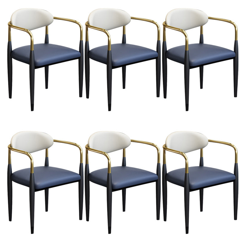 Modern Upholstered Dining Arm Chair Open Back Dining Side Chair