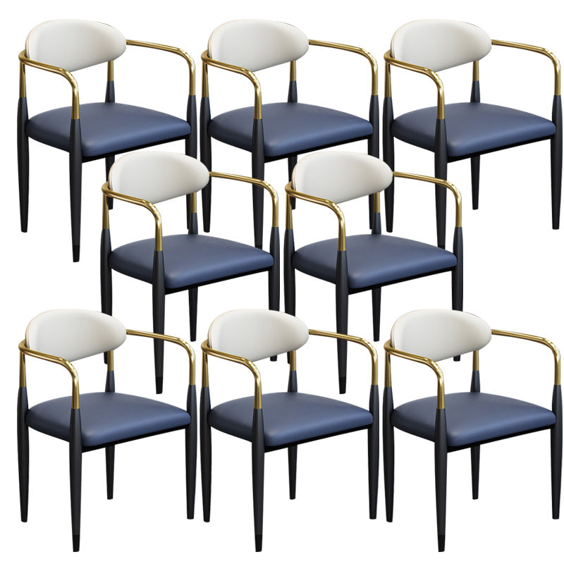 Modern Upholstered Dining Arm Chair Open Back Dining Side Chair