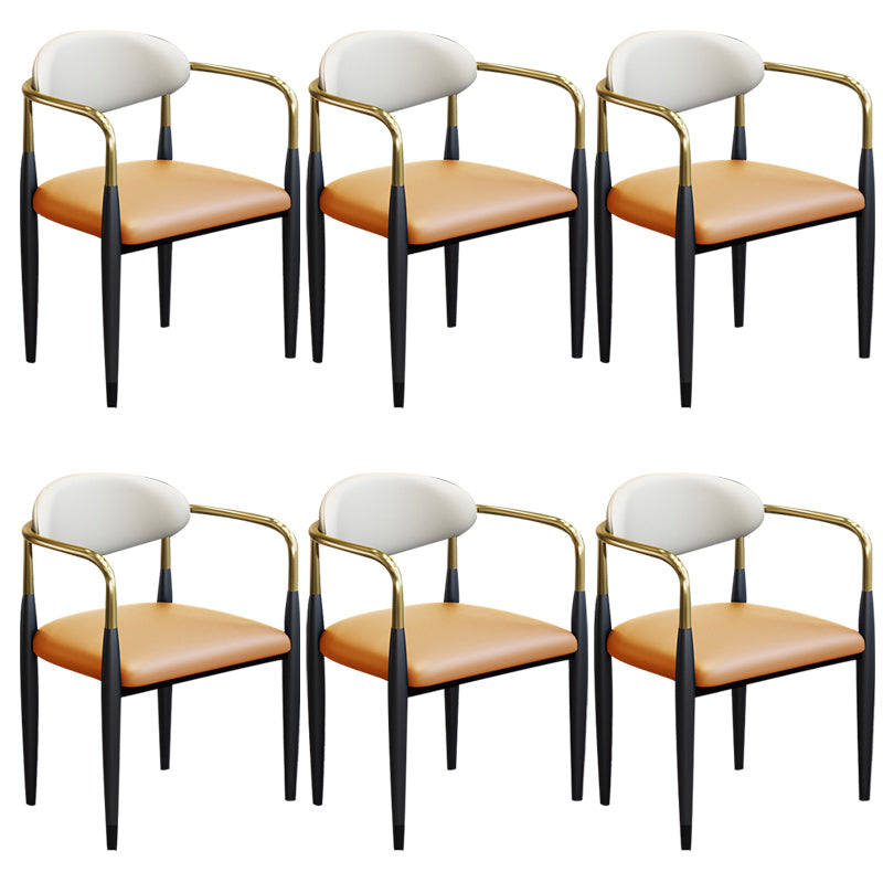 Modern Upholstered Dining Arm Chair Open Back Dining Side Chair