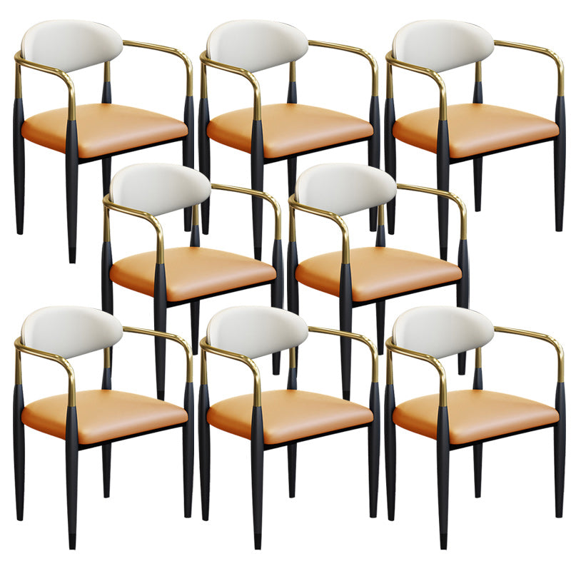 Modern Upholstered Dining Arm Chair Open Back Dining Side Chair