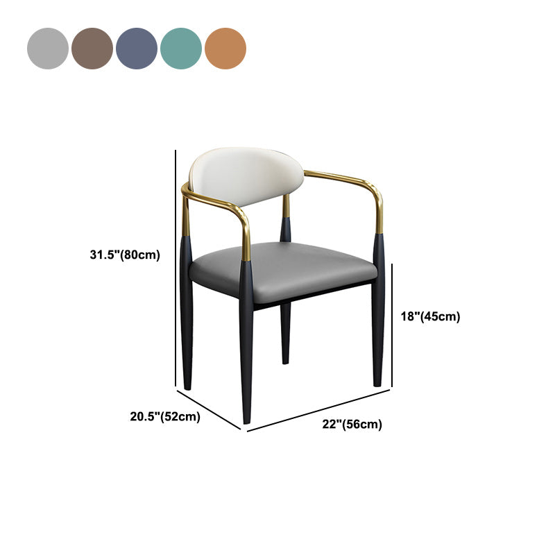 Modern Upholstered Dining Arm Chair Open Back Dining Side Chair