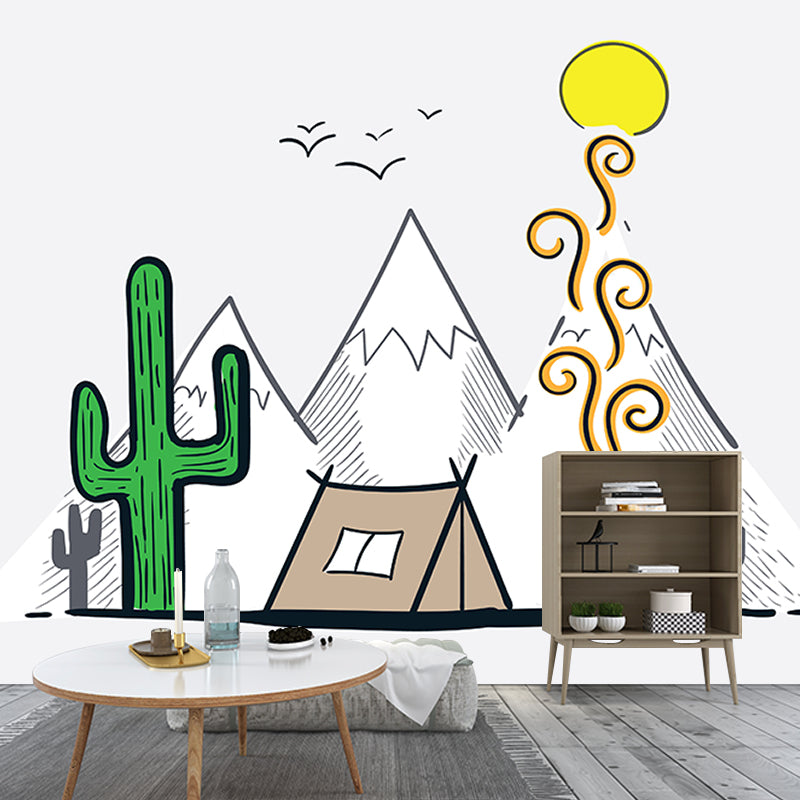 Modern Style Mural Wallpaper Hand Drawn Illustration Indoor Wall Mural