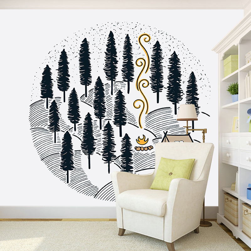 Modern Style Mural Wallpaper Hand Drawn Illustration Indoor Wall Mural