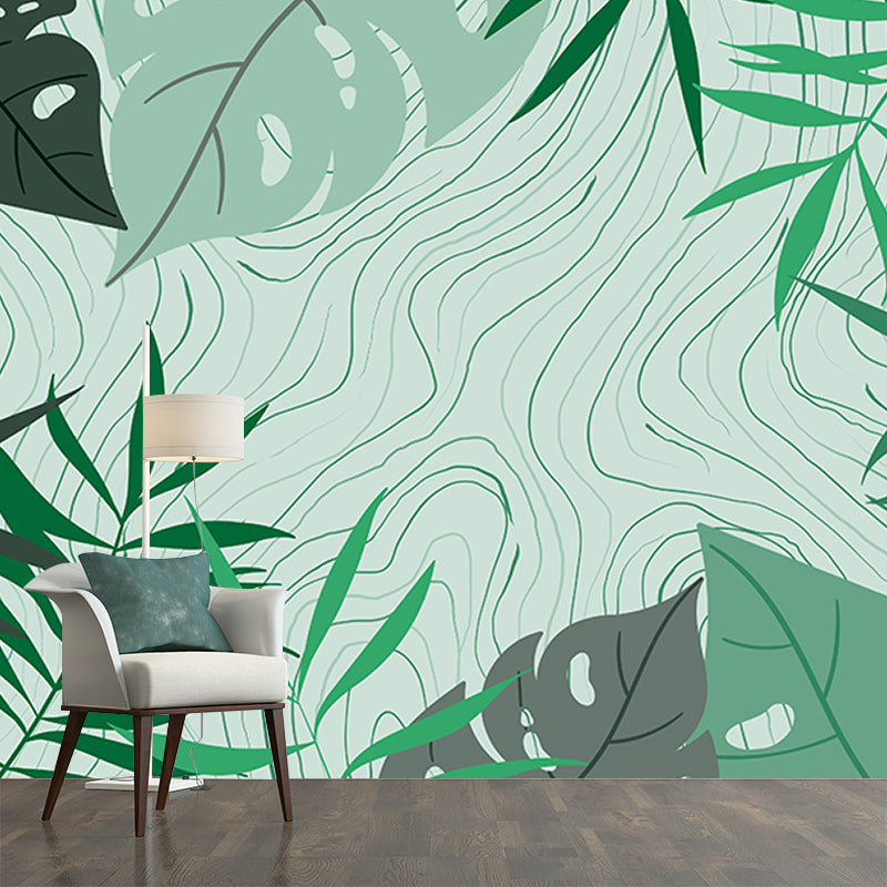 Eco-friendly Wall Mural Wallpaper Plant Illustration Sitting Room Wall Mural