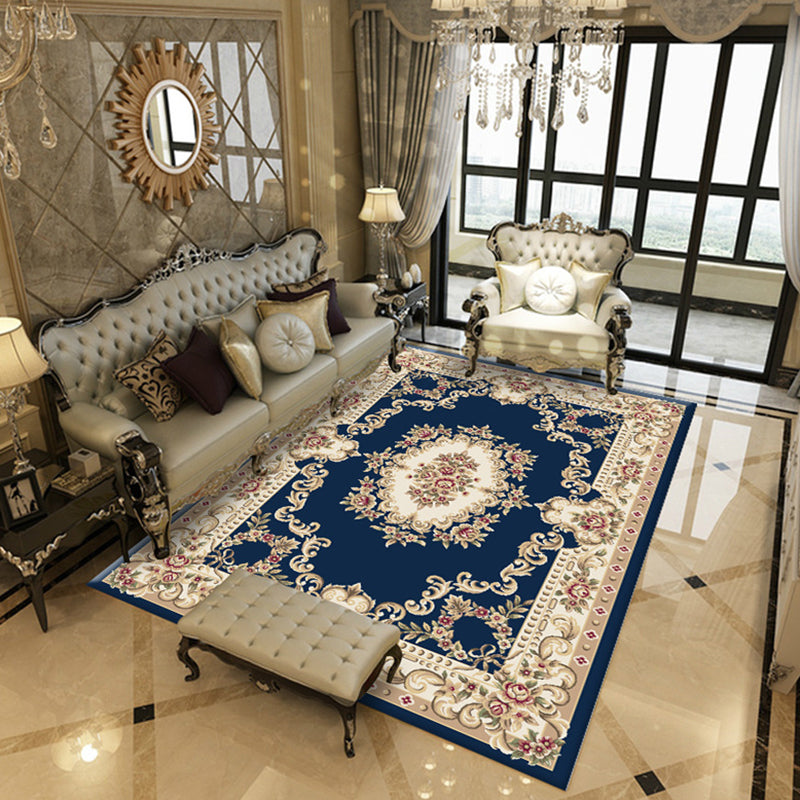 Antique Medallion Print Carpet Polyester Area Rug Pet Friendly Indoor Rug for Living Room
