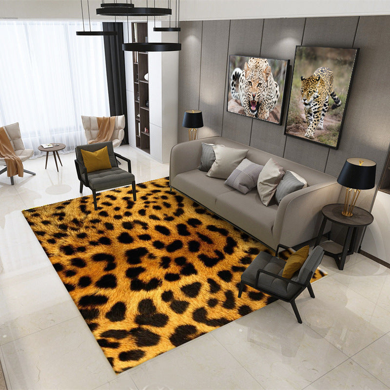 Creative Leopard Print Carpet Polyester Indoor Rug Stain Resistant Rug for Living Room