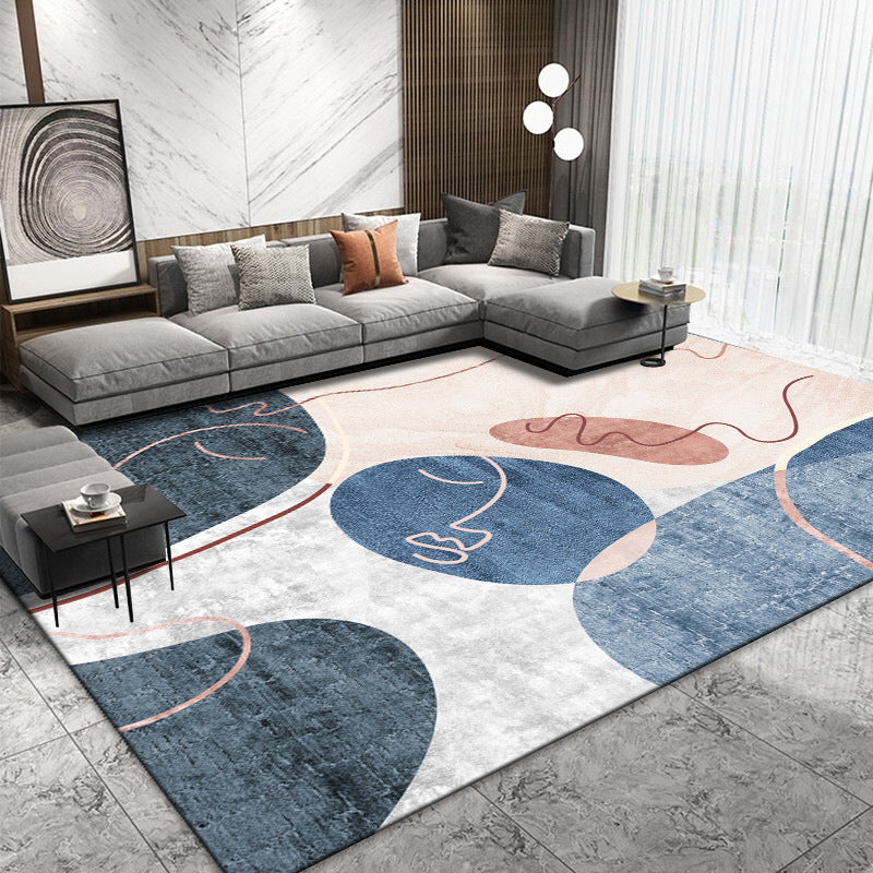Orange Modern Rug Polyester Semicircle Rug Washable Area Rug for Home Decor