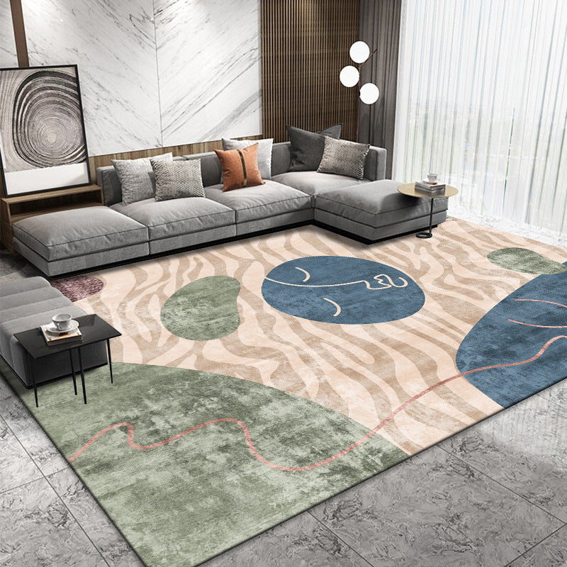Orange Modern Rug Polyester Semicircle Rug Washable Area Rug for Home Decor