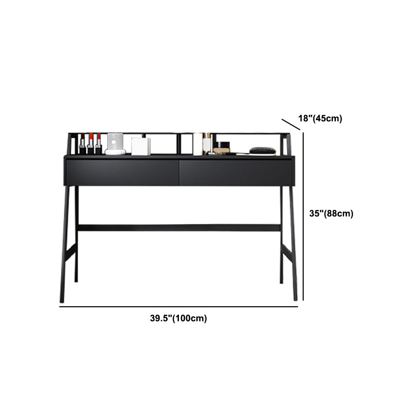 Modern 34.6" Height 2 Drawers Mirrored Makeup Table Desk Vanity