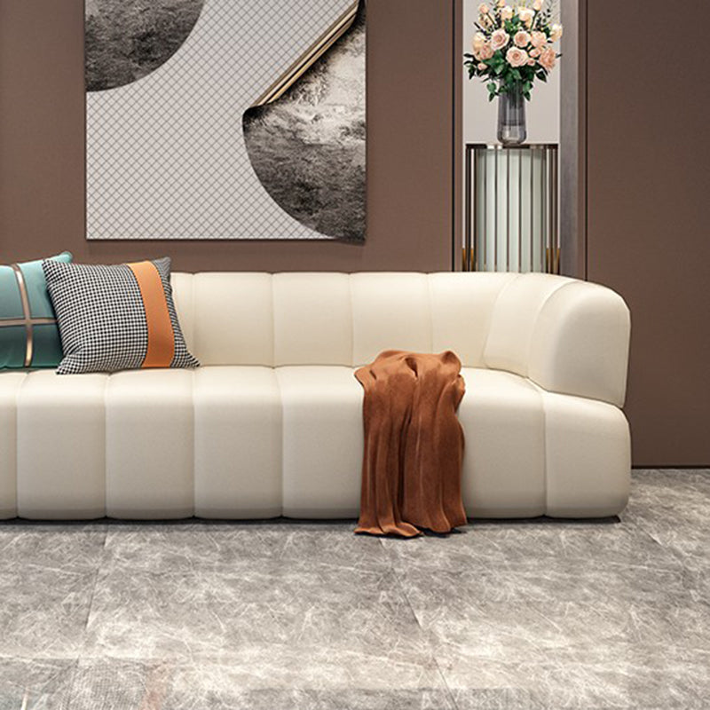 Faux Leather Recessed Arm Sofa Contemporary Standard Sofa for Living Room
