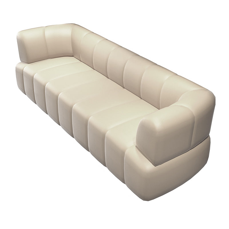 Faux Leather Recessed Arm Sofa Contemporary Standard Sofa for Living Room