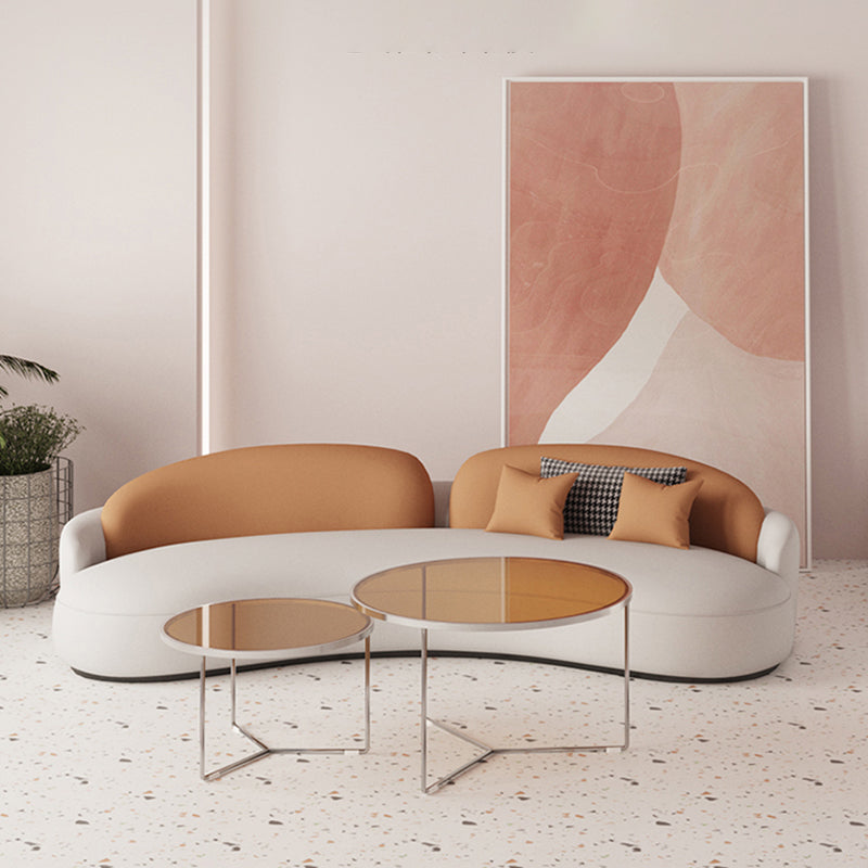 Faux Leather Contemporary Curved Sofa Armless Sofa for Living Room
