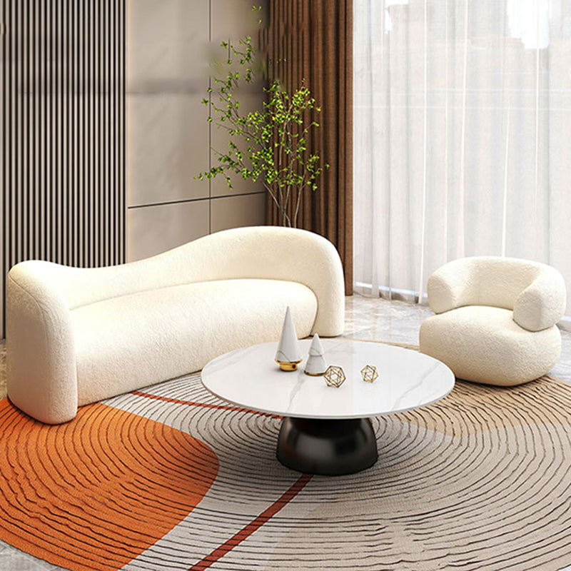 Contemporary Curved Sofa Modern Sloped Arm Sofa for Living Room, Apartment