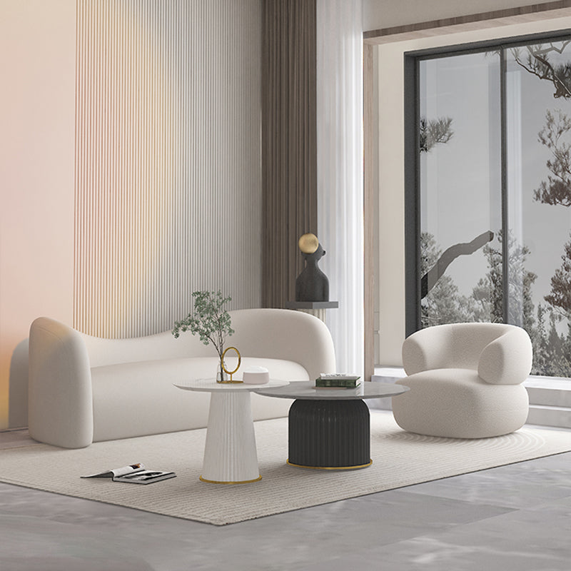 Contemporary Curved Sofa Modern Sloped Arm Sofa for Living Room, Apartment