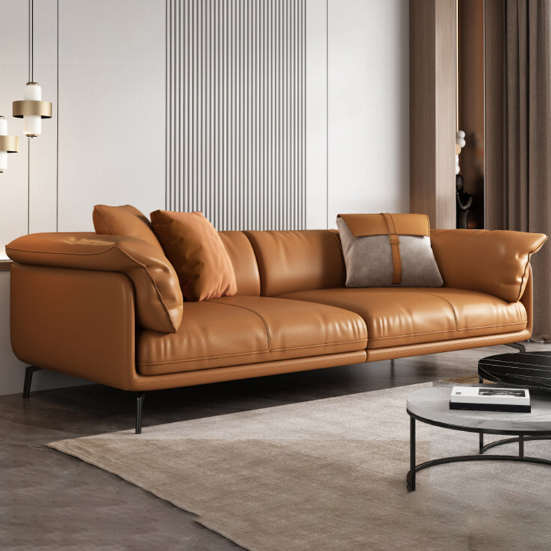 Modern 32.6" H Leather Pillow Top Arm Sofa Bed For Living Room