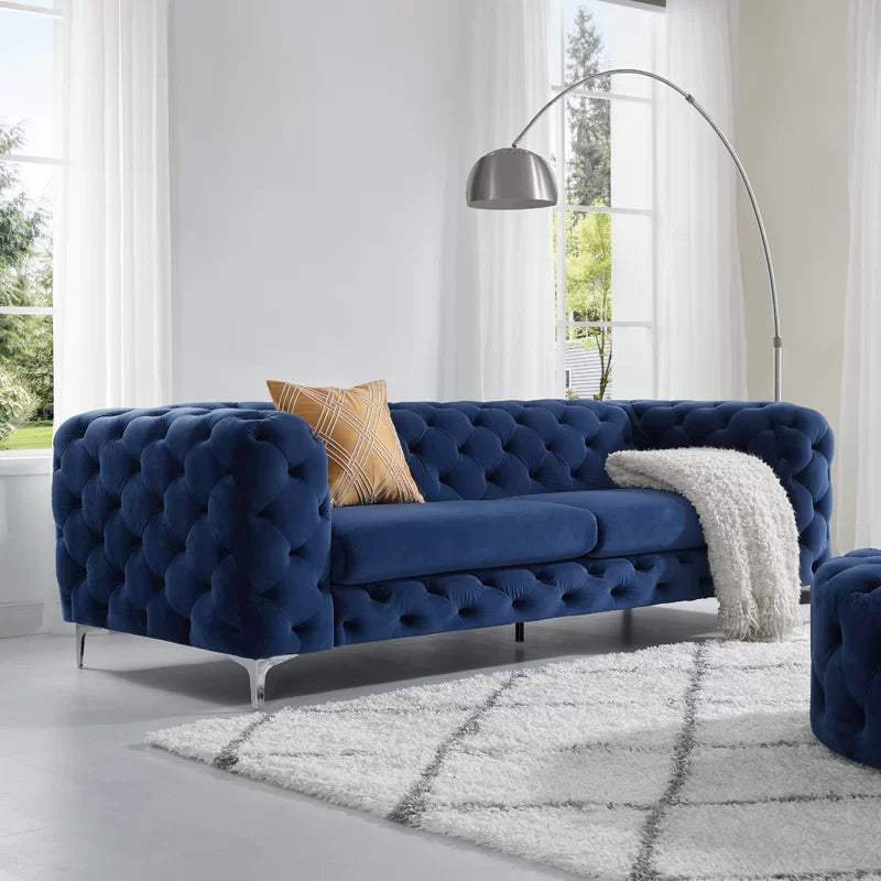 Contemporary Tufted Back Sofa with Tuxedo Arms for Apartment