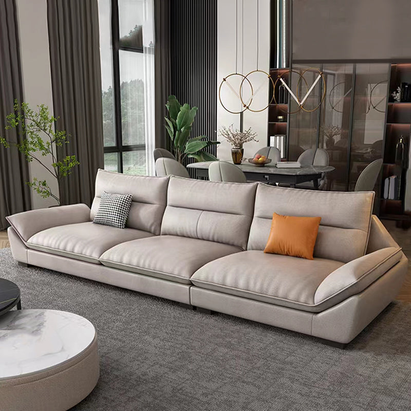 Faux Leather Modern Flared Arm Sofa Standard Sofa for Living Room, Apartment