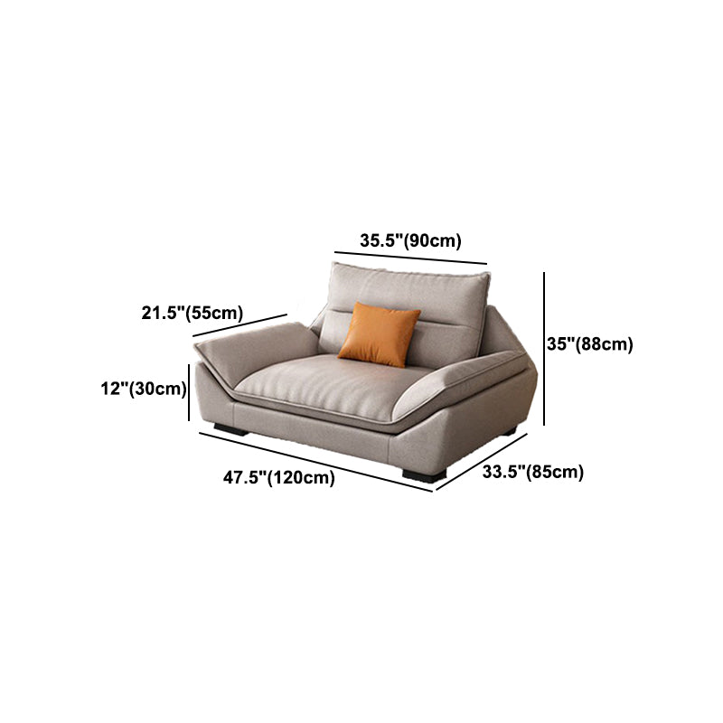 Faux Leather Modern Flared Arm Sofa Standard Sofa for Living Room, Apartment