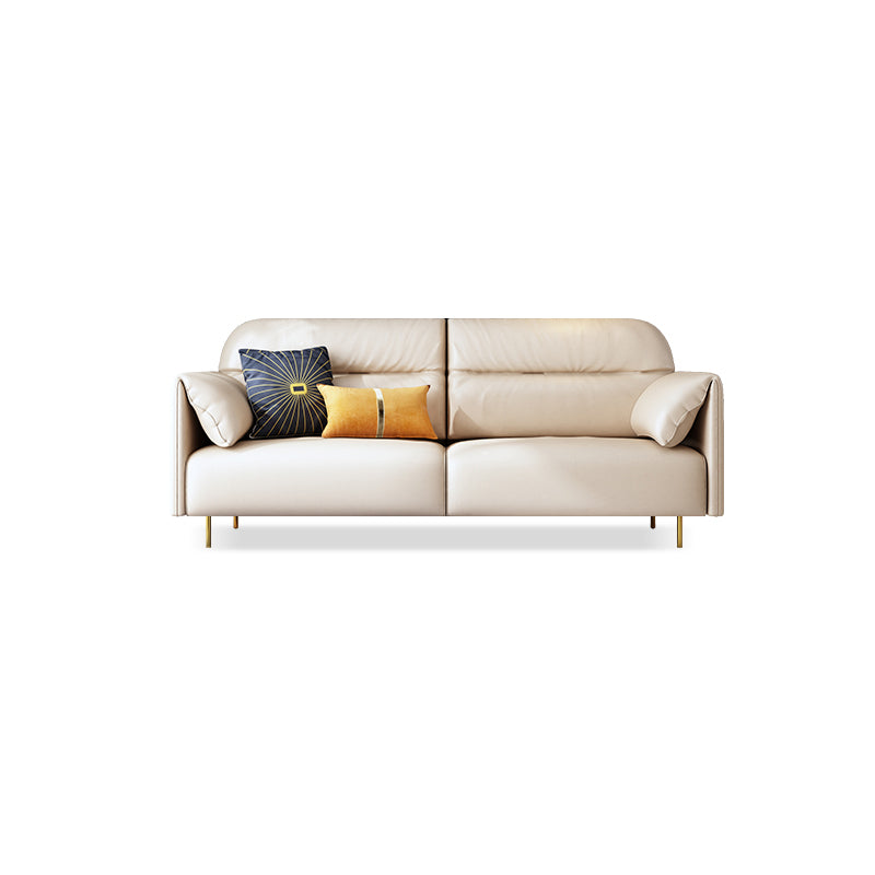 Glam Sewn Pillow Back Standard Pillow Top Arm Living Room Leather Sofa