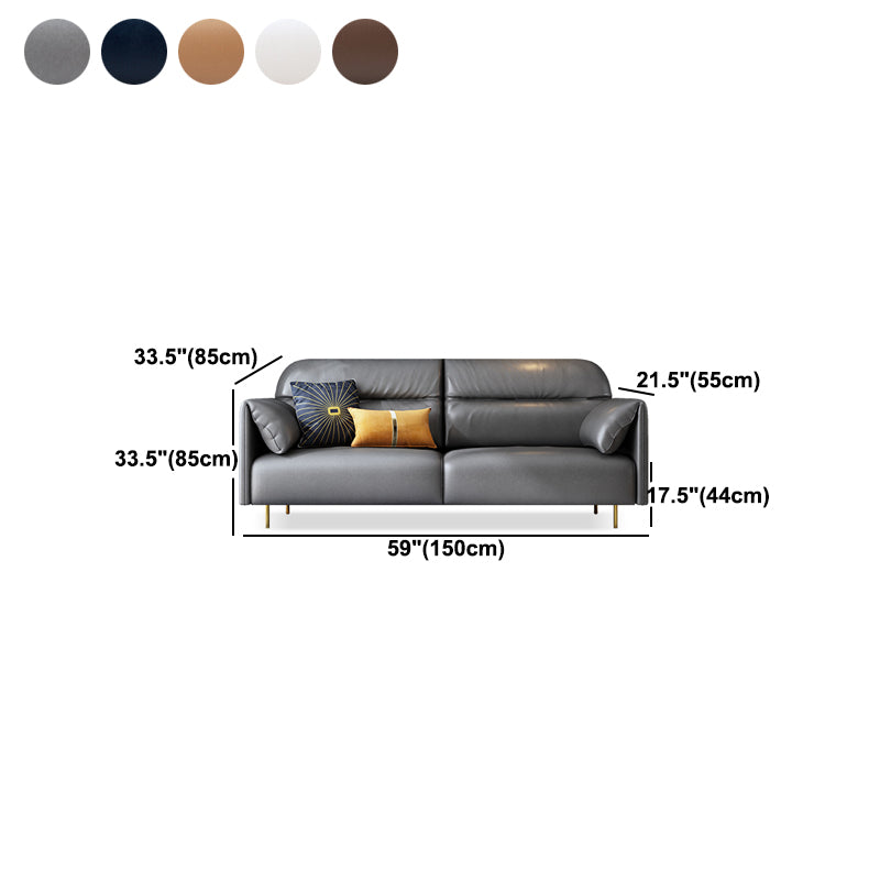 Glam Sewn Pillow Back Standard Pillow Top Arm Living Room Leather Sofa