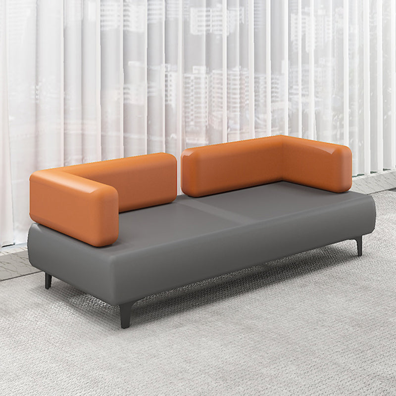 Faux Leather Sofa 30.70" D x 29.52" H Tuxedo Arm Sofa for Living Room