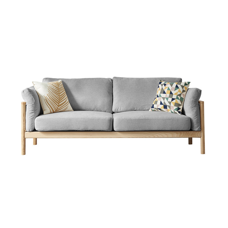 Linen Modern Square Arm Sofa Wooden Standard Sofa for Living Room, Apartment