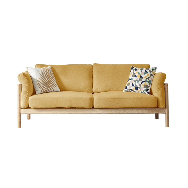 Linen Modern Square Arm Sofa Wooden Standard Sofa for Living Room, Apartment