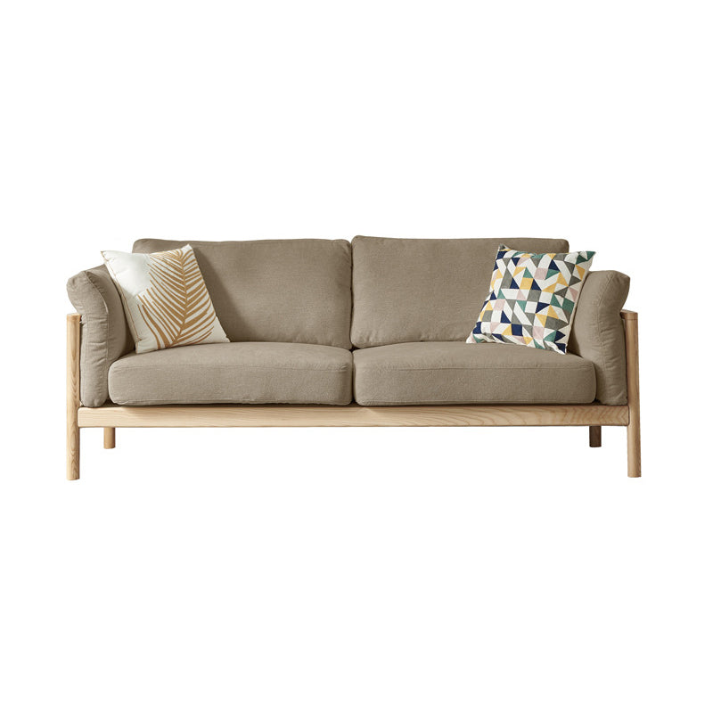 Linen Modern Square Arm Sofa Wooden Standard Sofa for Living Room, Apartment