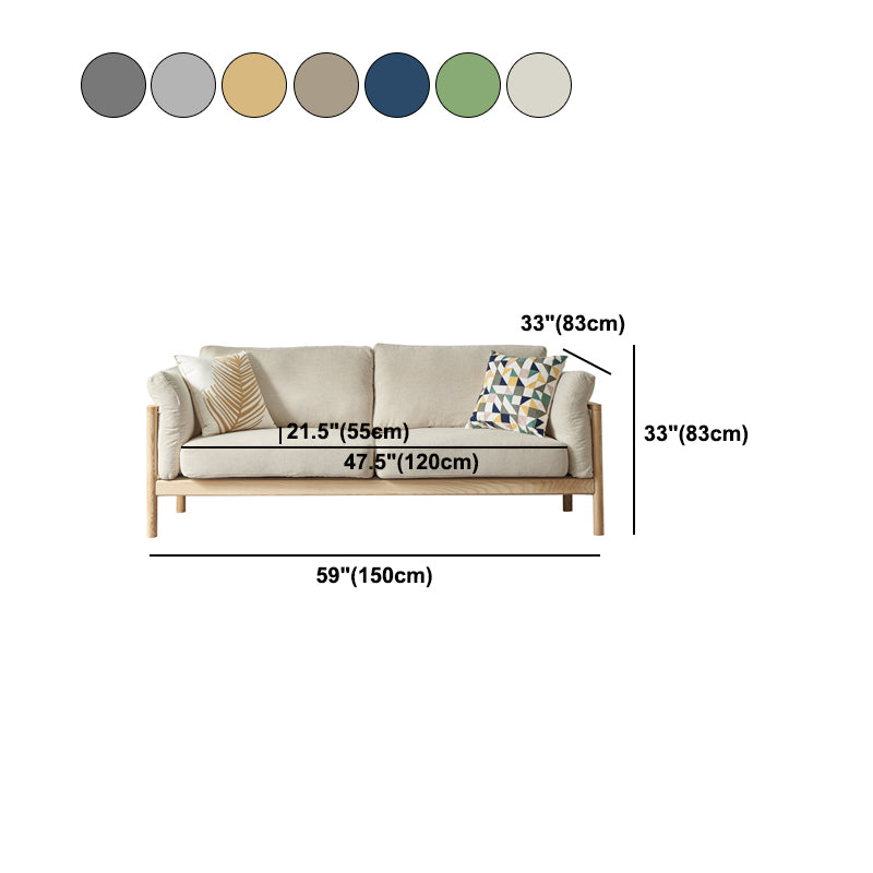 Linen Modern Square Arm Sofa Wooden Standard Sofa for Living Room, Apartment
