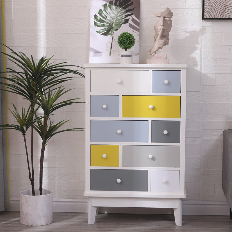 Modern Style Storage Chest Vertical Wood White Storage Chest Dresser with Drawers