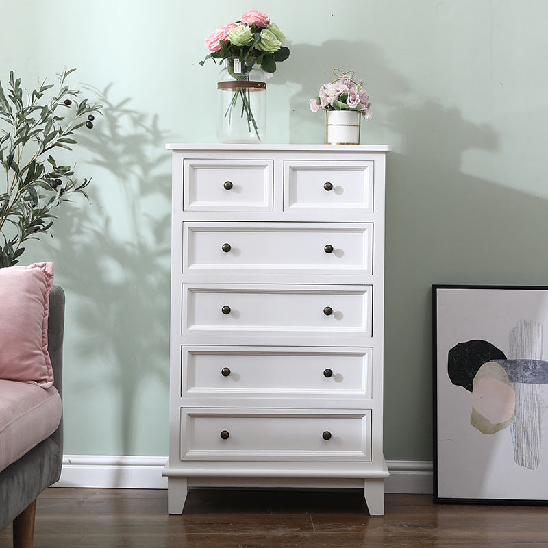 Modern Style Storage Chest Vertical Wood White Storage Chest Dresser with Drawers