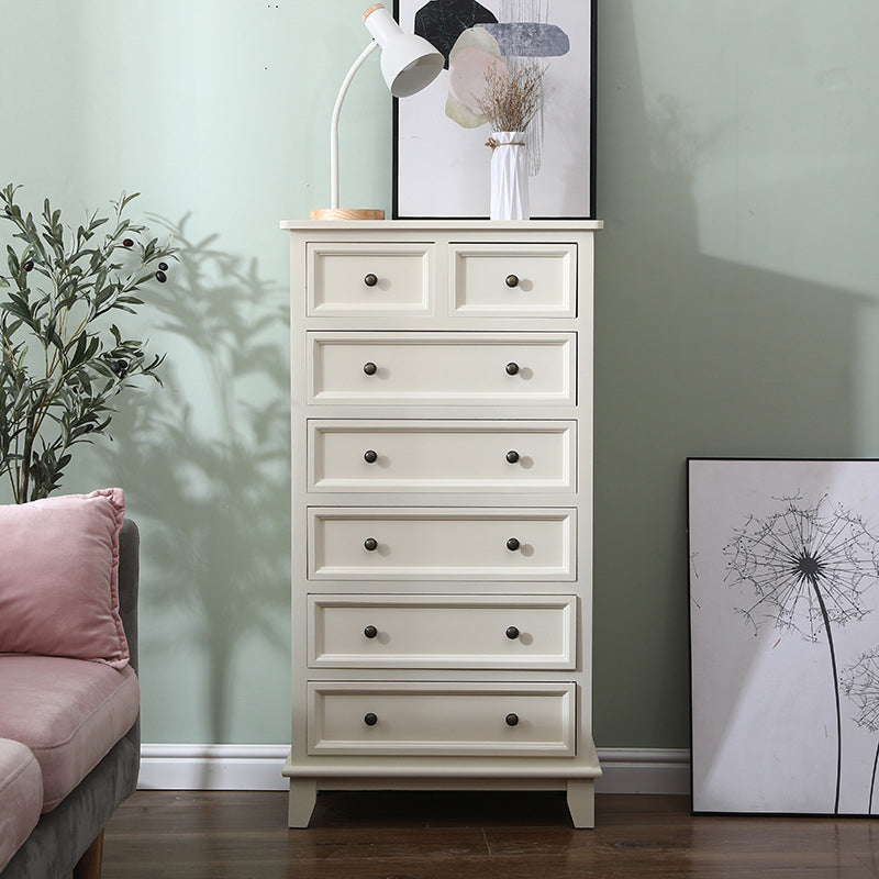 Modern Style Storage Chest Vertical Wood White Storage Chest Dresser with Drawers
