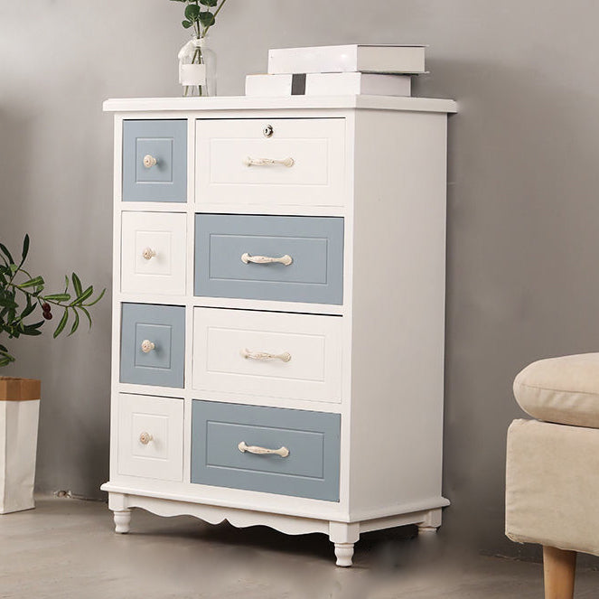 Modern Style Storage Chest Vertical Wood White Storage Chest Dresser with Drawers