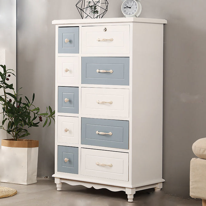 Modern Style Storage Chest Vertical Wood White Storage Chest Dresser with Drawers
