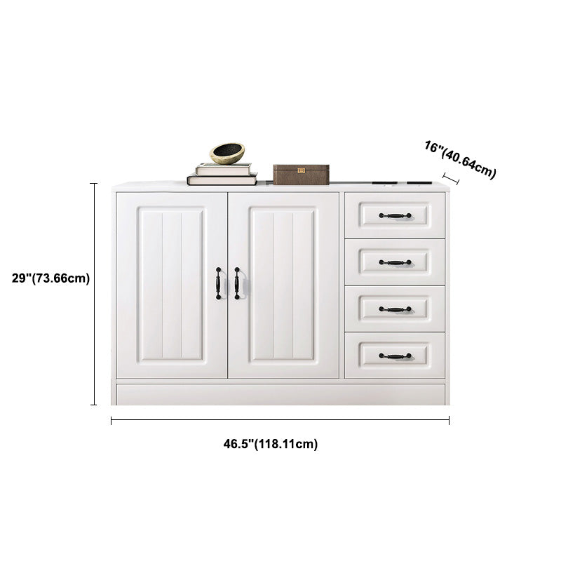 White Storage Chest Modern Style Wooden Storage Chest Dresser with Drawers and Doors