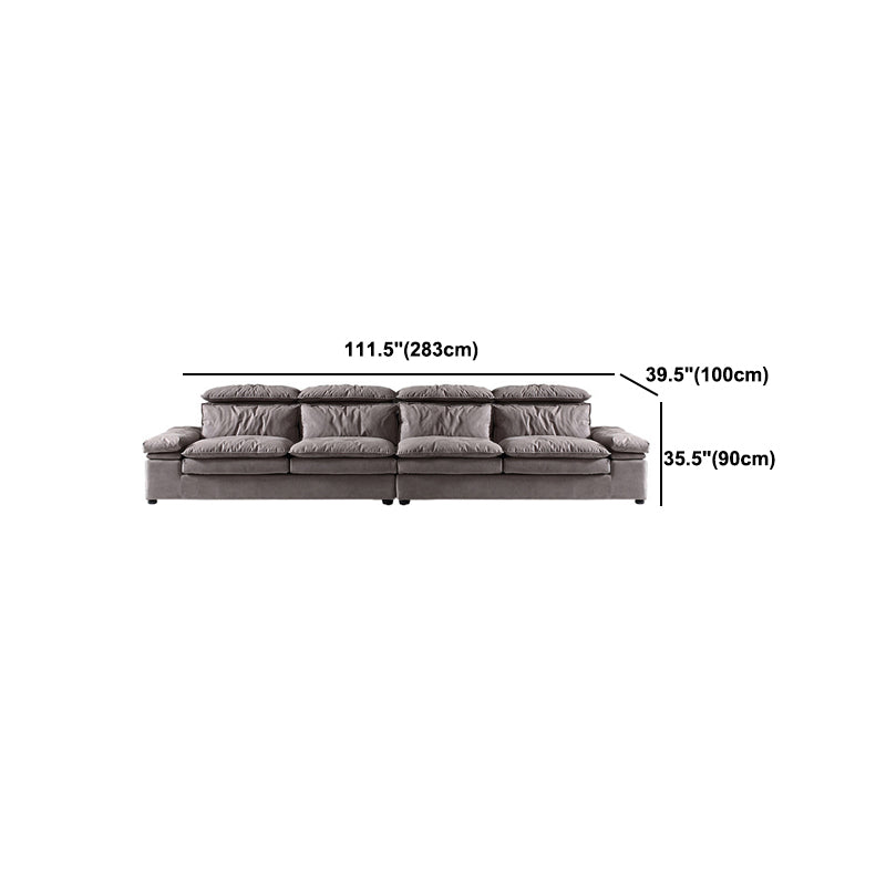 Armless Sofa Bed with Pillow Back Leather Sofa with Grey Solid Wood Frame