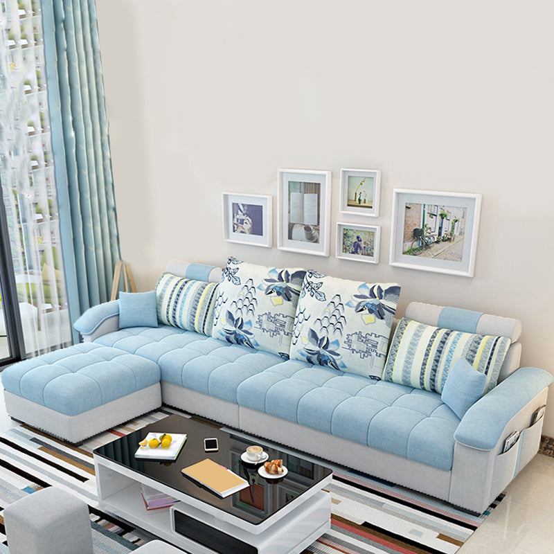 Nordic Linen Loose Back Sofa & Chaise, 108.66" W x 57.09" D x 31.5" H