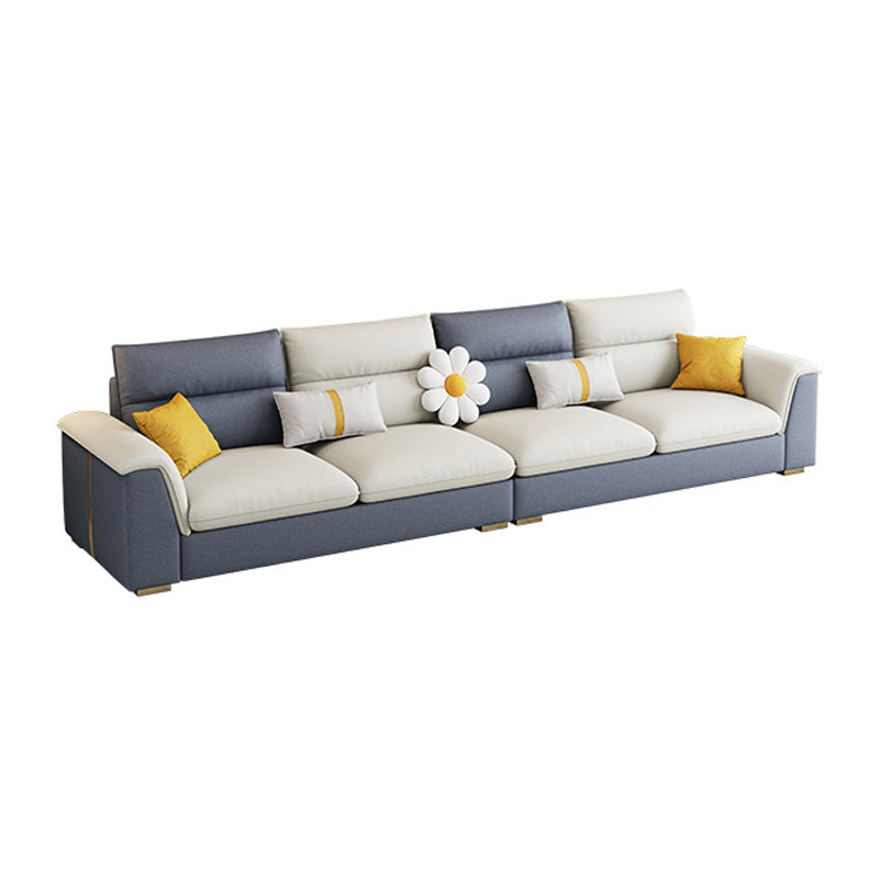 Glam Faux Leather Sofa & Chaise Square Arm Sofa for Living Room