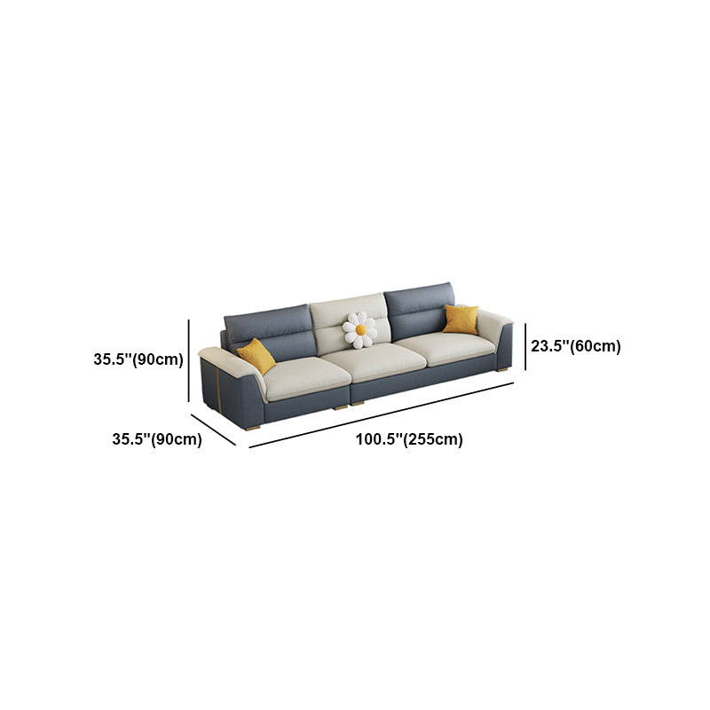 Glam Faux Leather Sofa & Chaise Square Arm Sofa for Living Room
