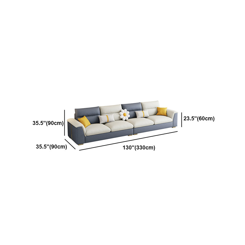 Glam Faux Leather Sofa & Chaise Square Arm Sofa for Living Room