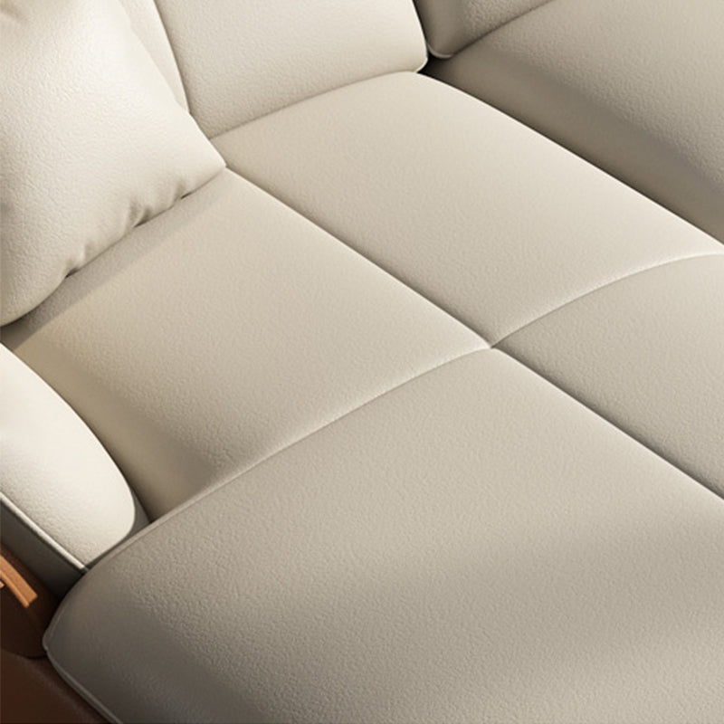 Faux Leather Sofa & Chaise Flared Arm Sofa with Bolster Pillows